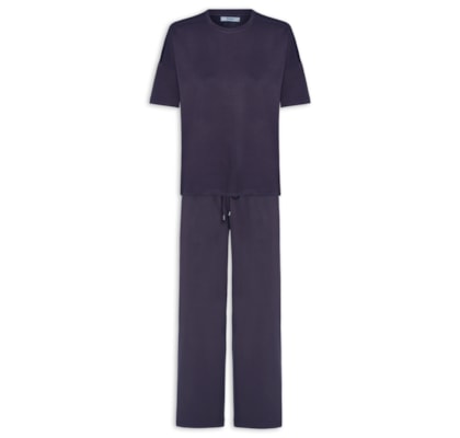 Conjunto Feminino Básico Em Malha - Azul