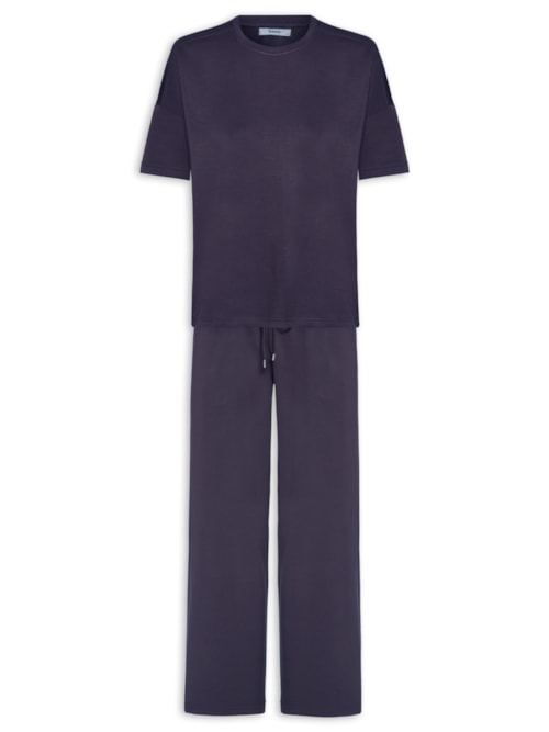 Conjunto Feminino Básico Em Malha - Azul