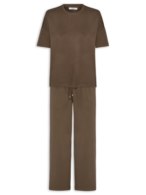 Conjunto Feminino Básico Em Malha - Marrom