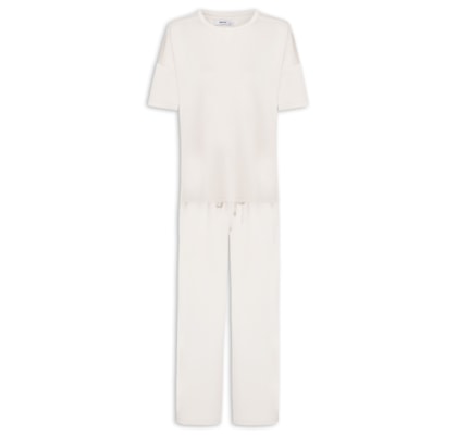 Conjunto Feminino Básico Em Malha - Off White