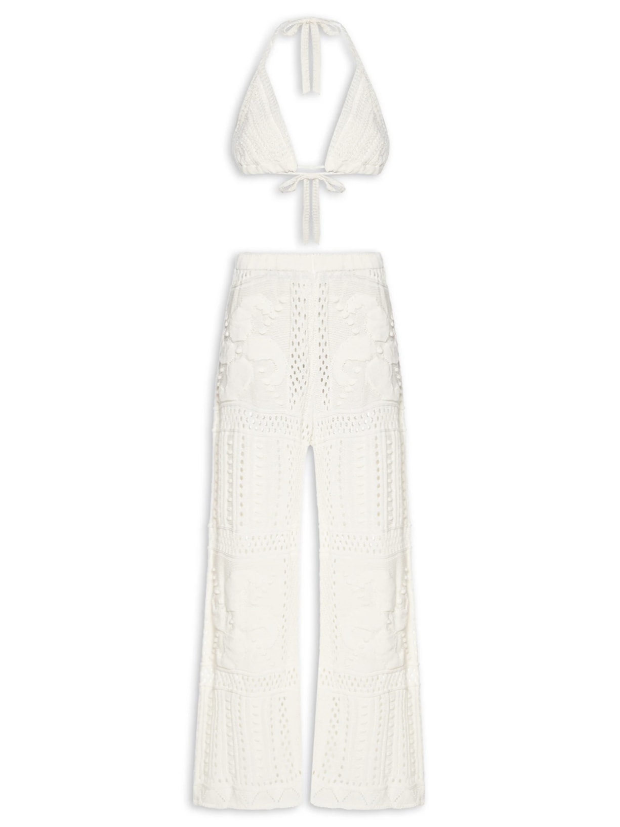 Conjunto Feminino Beachwear Em Tricot Off White Mktbeach