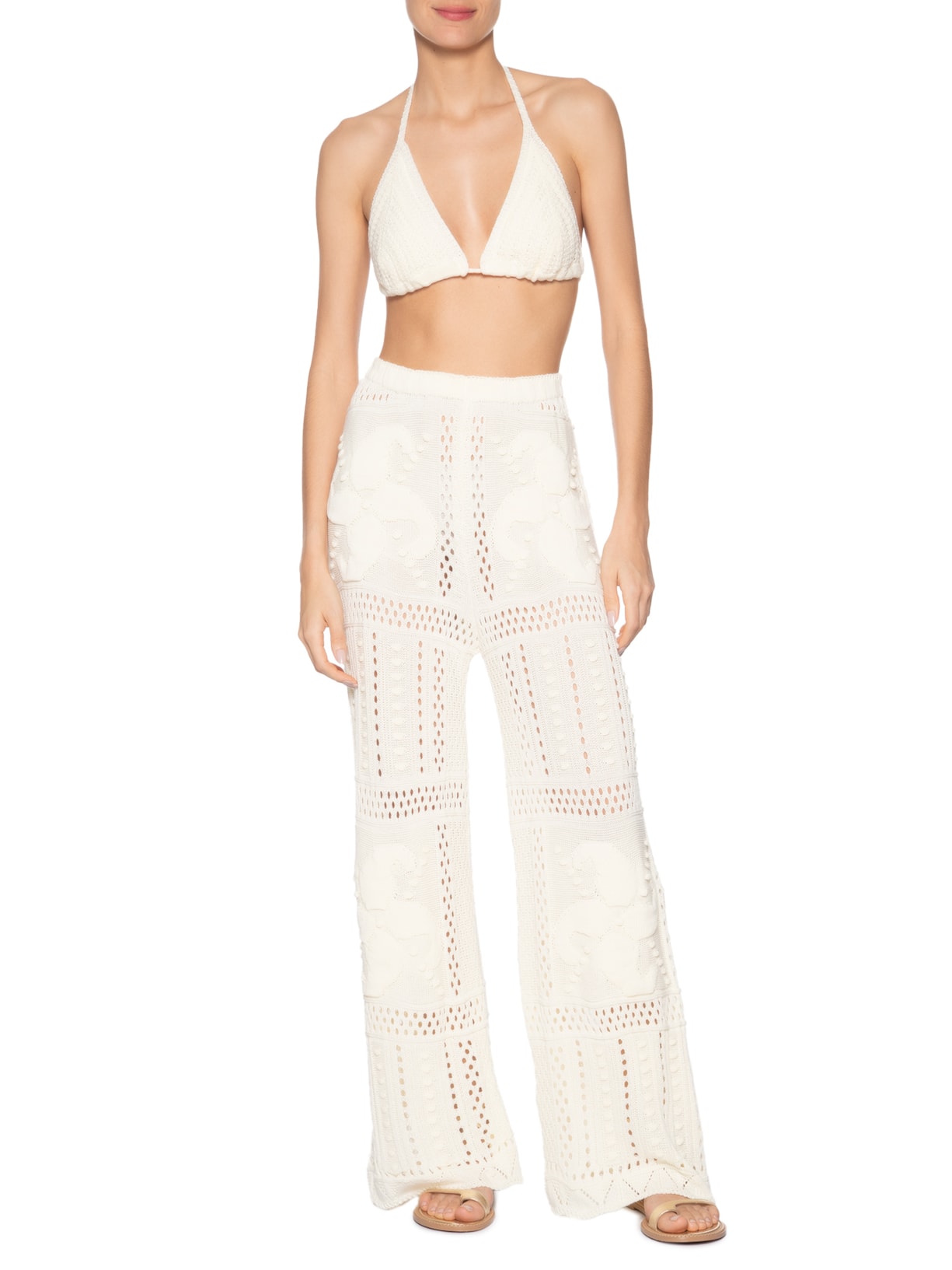 Conjunto Feminino Beachwear Em Tricot Off White Mktbeach