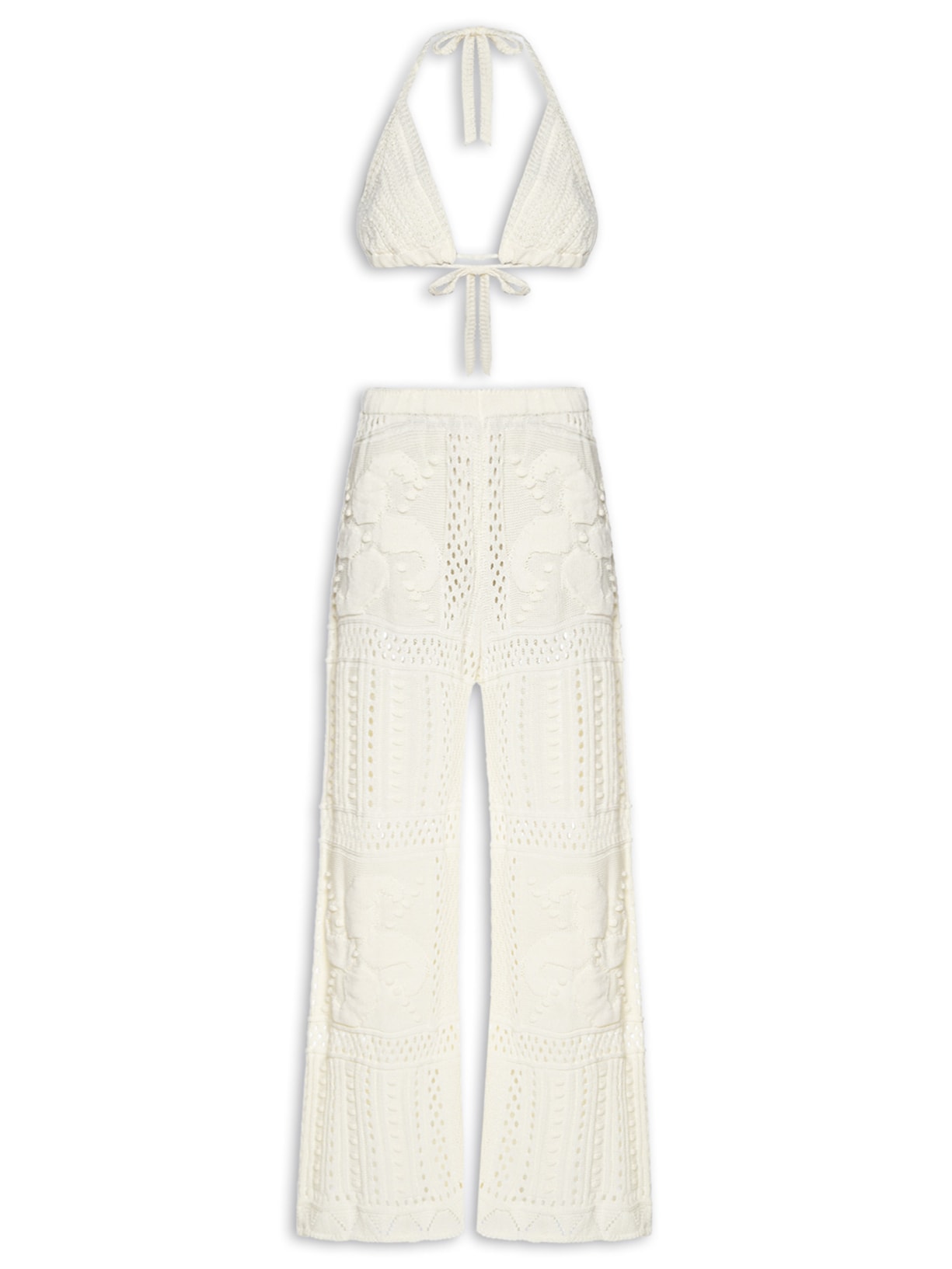 Conjunto Feminino Beachwear Em Tricot Off White Market 33