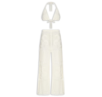 Conjunto Feminino Beachwear Em Tricot - Off White