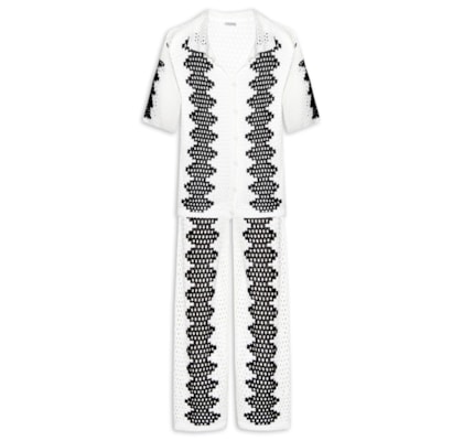 Conjunto Feminino Bicolor Beachwear Em Tricot - Off White