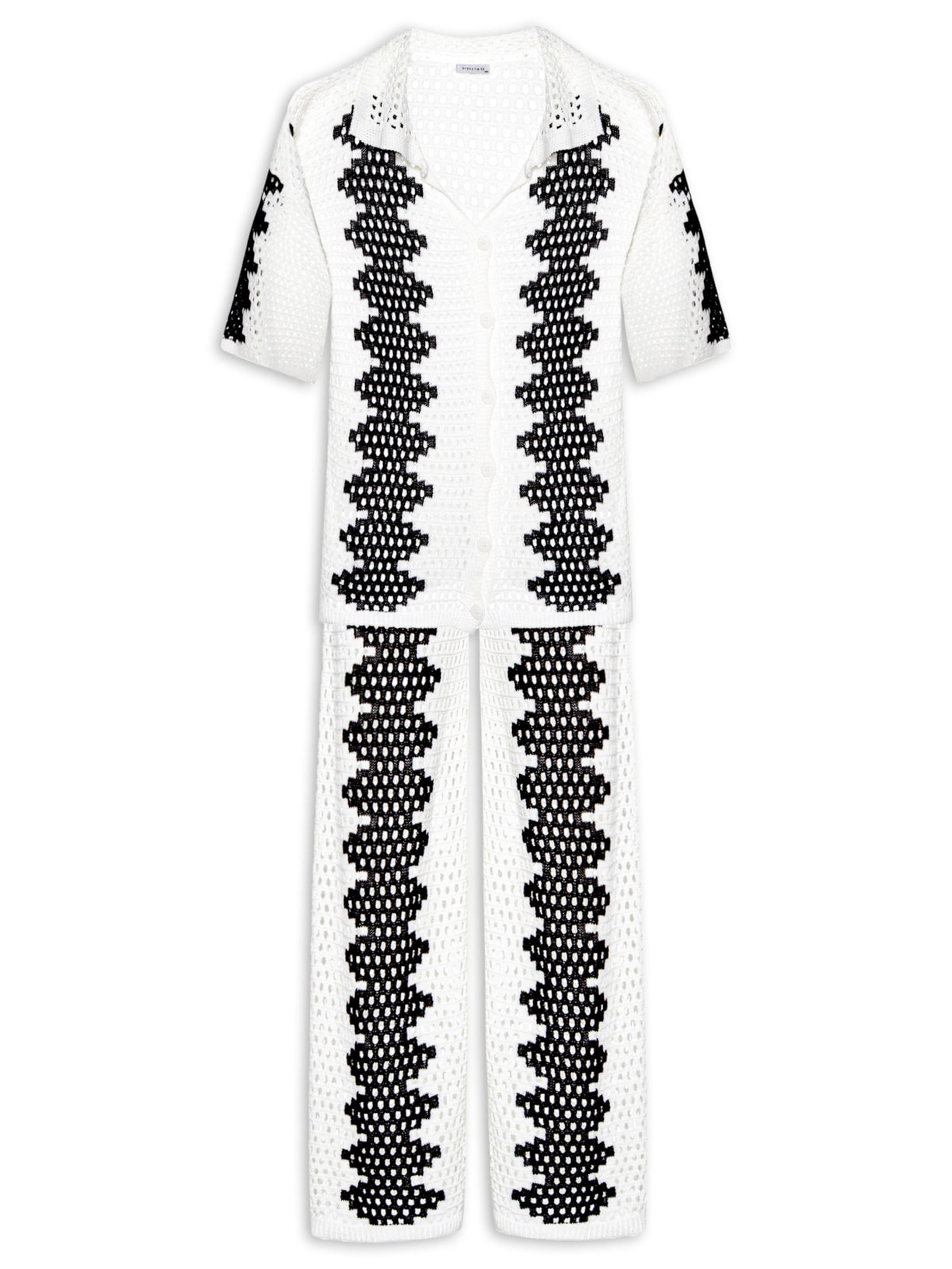 Conjunto Feminino Bicolor Beachwear Em Tricot - Off White