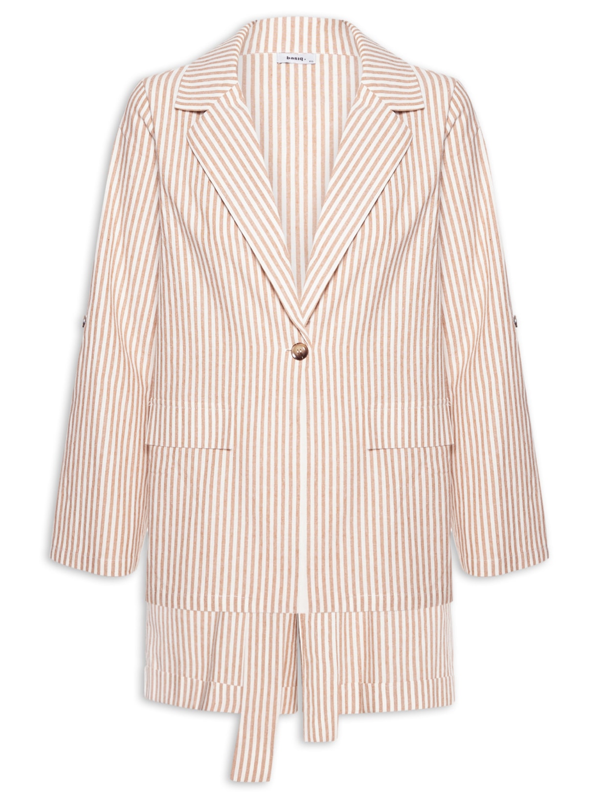 Conjunto Feminino Blazer Com Short Listrado - Marrom