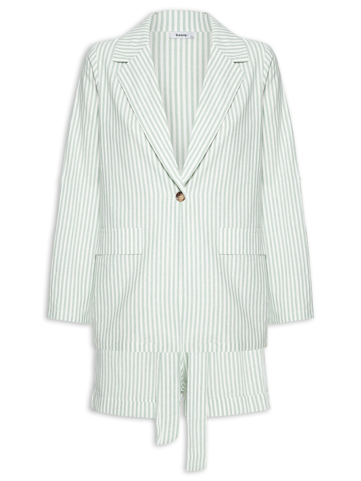 Conjunto Feminino Blazer Com Short Listrado - Verde