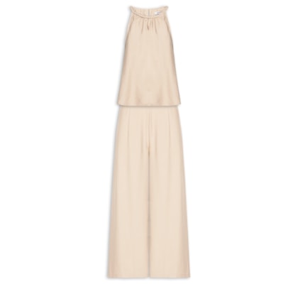 Conjunto Feminino Blusa Alcinha E Calça Pantalona - Bege