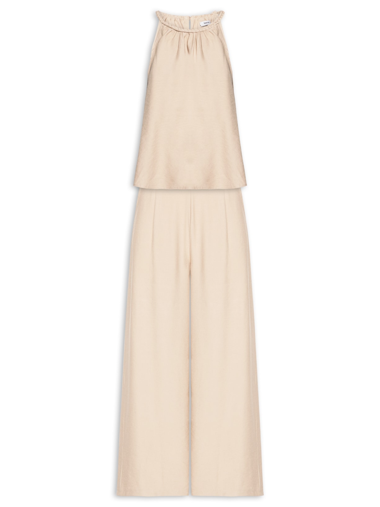 Conjunto Feminino Blusa Alcinha E Calça Pantalona - Bege