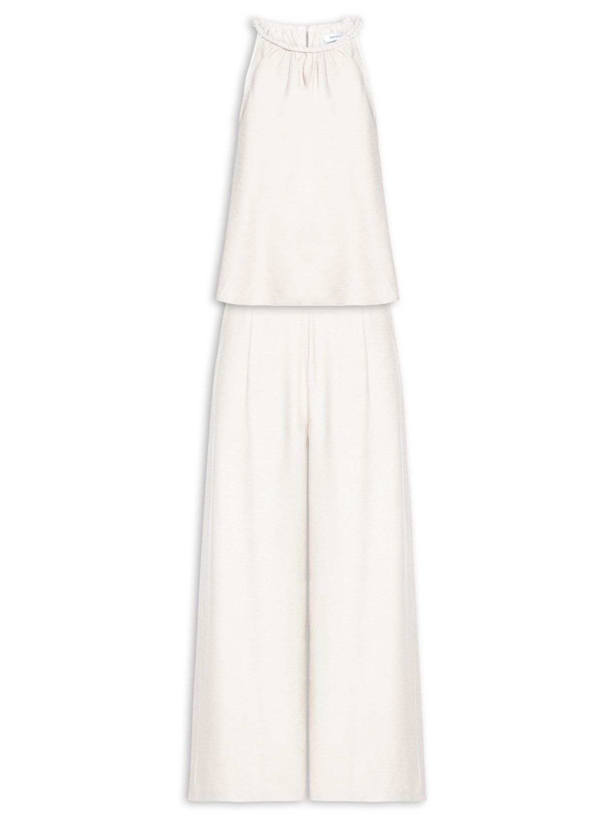 Conjunto Feminino Blusa Alcinha E Calça Pantalona Off White Basiq