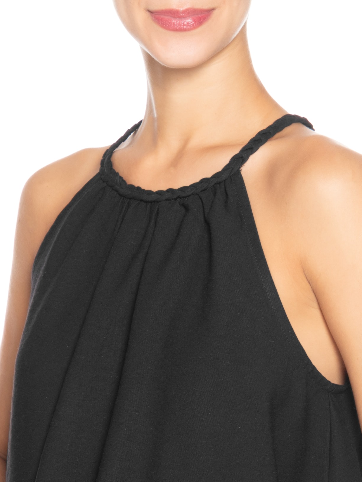 Conjunto Feminino Blusa Alcinha E Calça Pantalona Preto Basiq