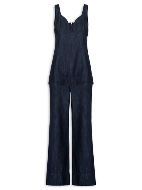 Conjunto Feminino Blusa Calça Jeans - Azul
