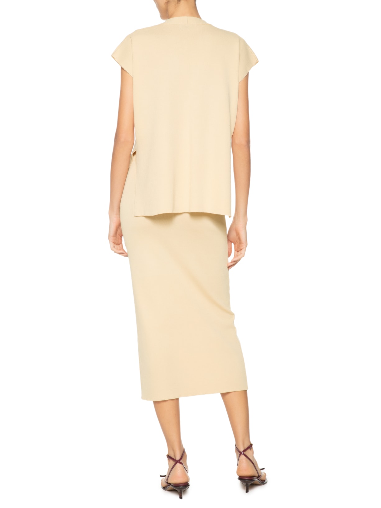 Conjunto Feminino Blusa e Saia em Tricot Amarelo '2Essential