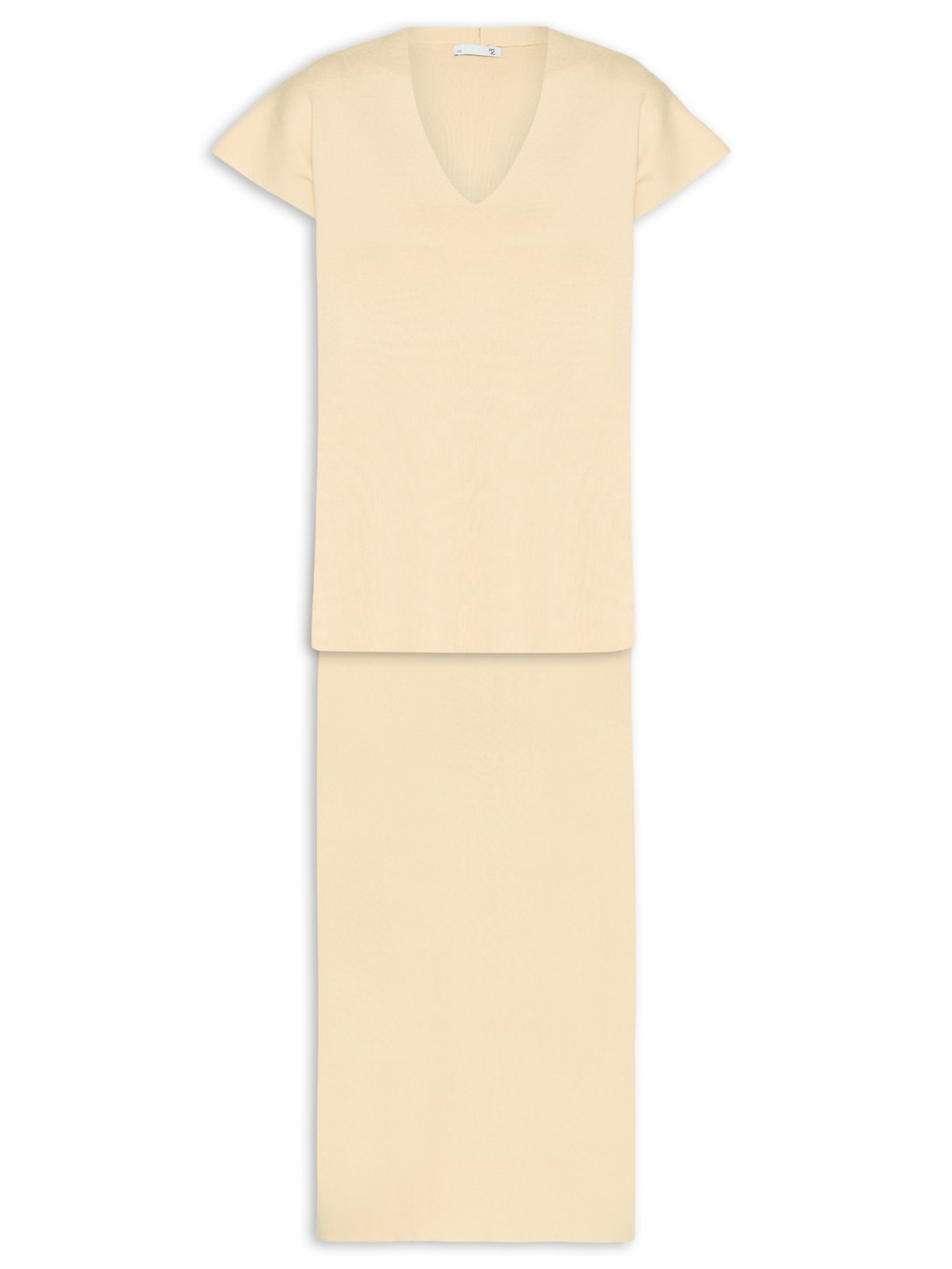 Conjunto Feminino Blusa e Saia em Tricot - Amarelo