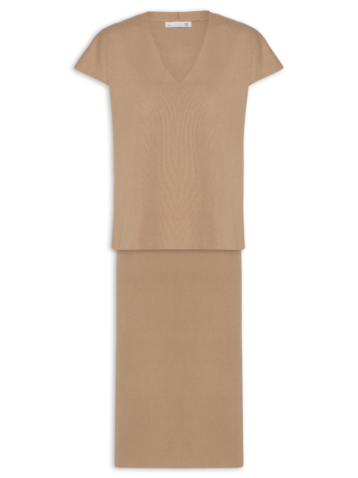 Conjunto Feminino Blusa e Saia em Tricot - Marrom