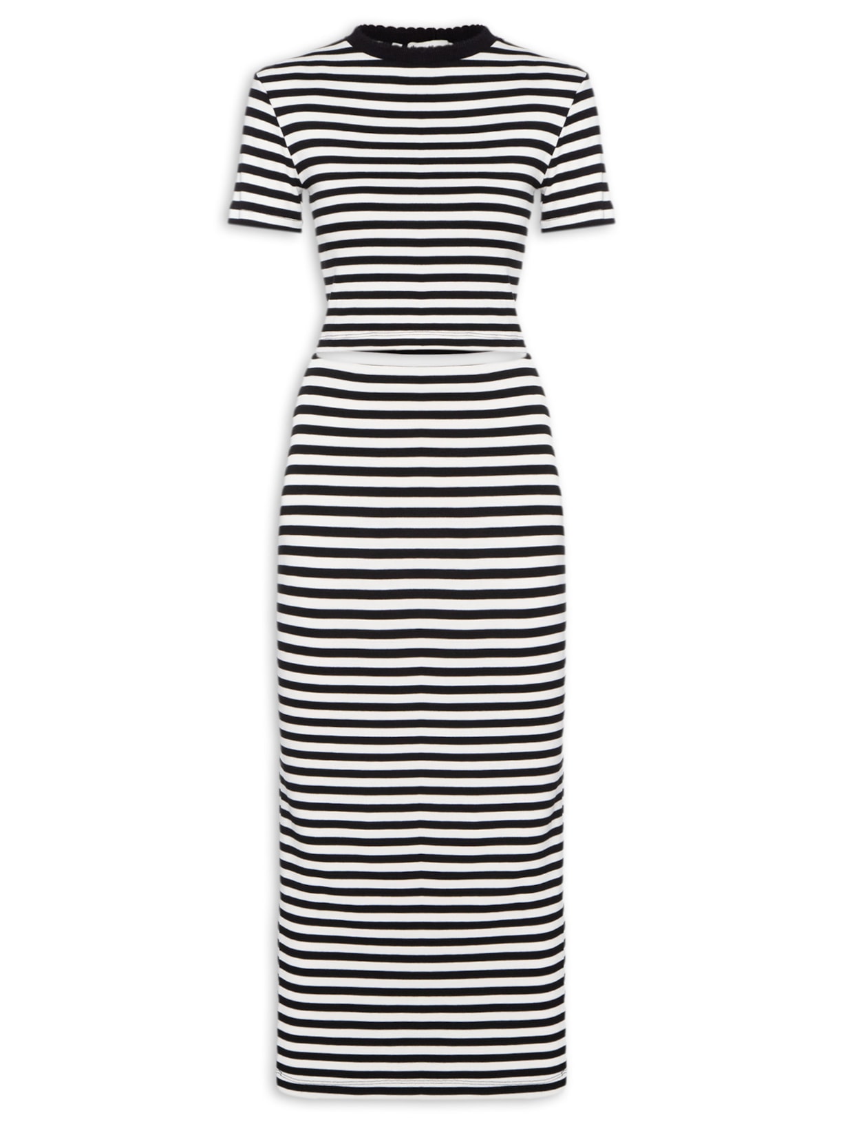 Conjunto Feminino Blusa E Saia Estampa - Preto