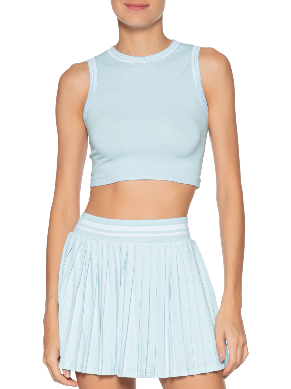 Conjunto Feminino Blusa e Saia Plissada Azul Market 33