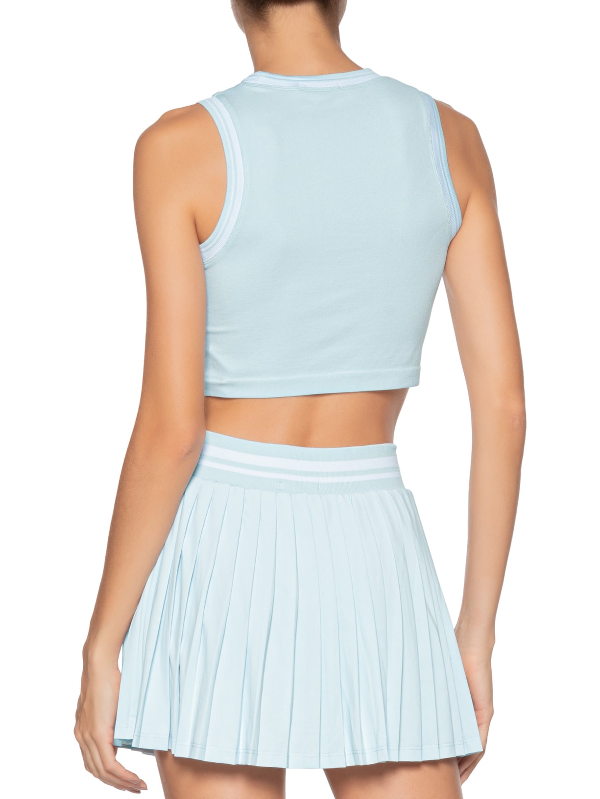 Conjunto Feminino Blusa e Saia Plissada Azul Market 33