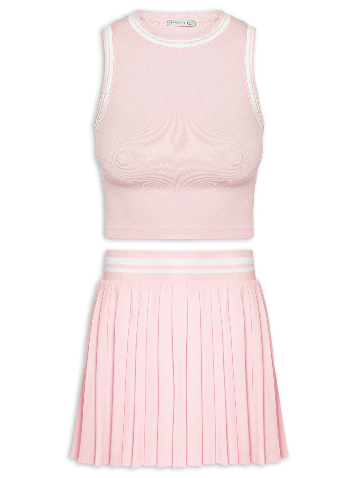 Conjunto Feminino Blusa e Saia Plissada - Rosa