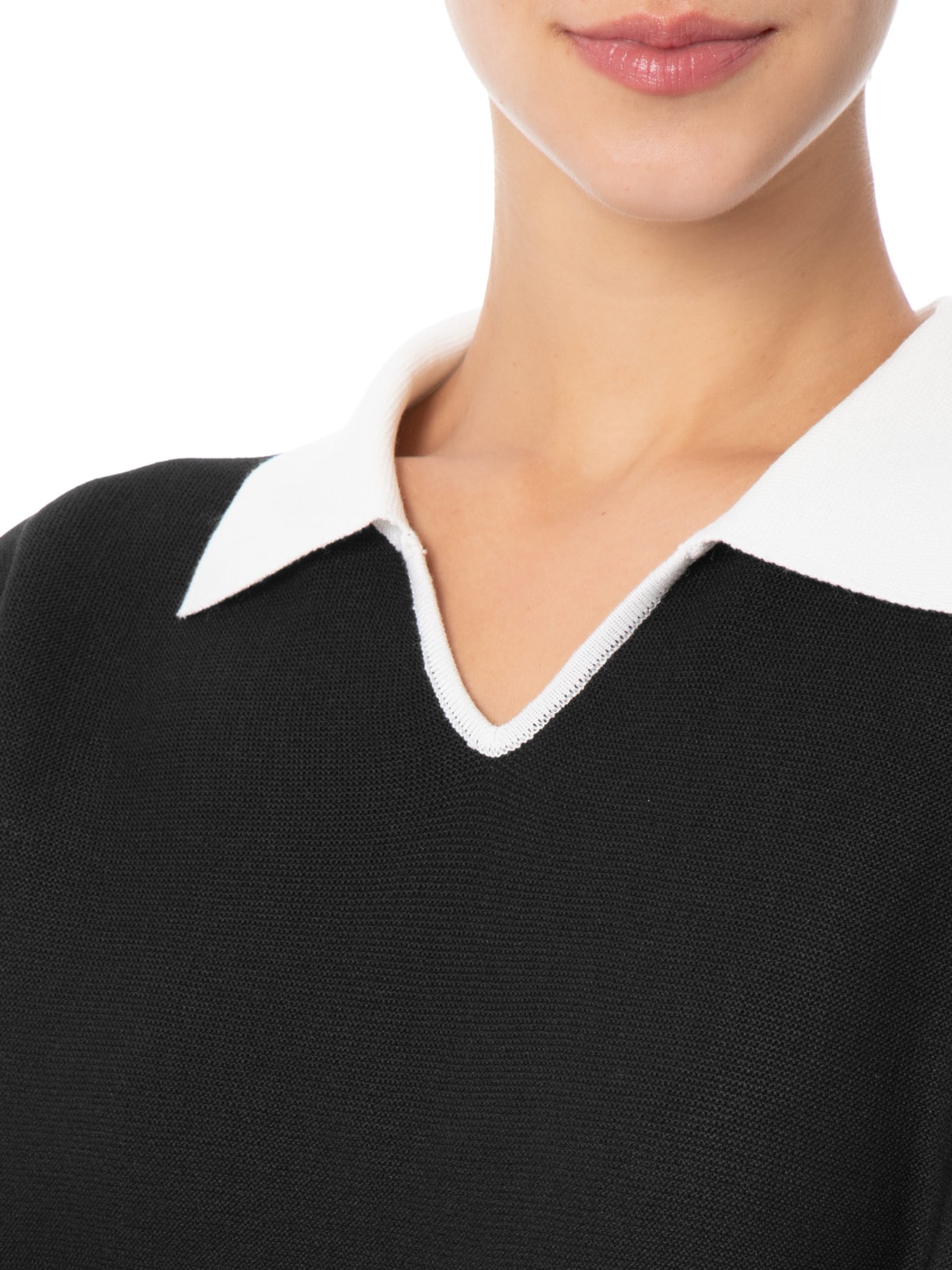 Conjunto Feminino Blusa Gola Esporte E Calça Tricot Bicolor Preto Basiq