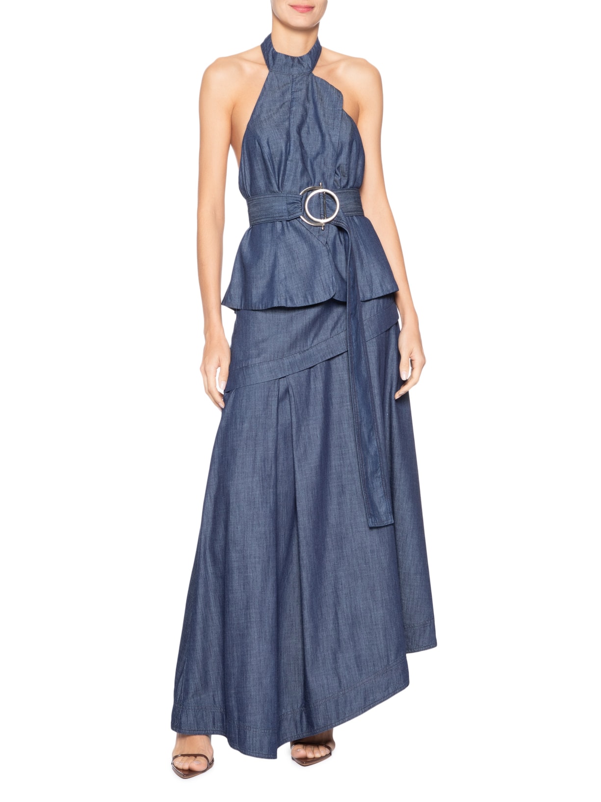 Conjunto Feminino Blusa/ Saia Azul Forum + Tufi Duek