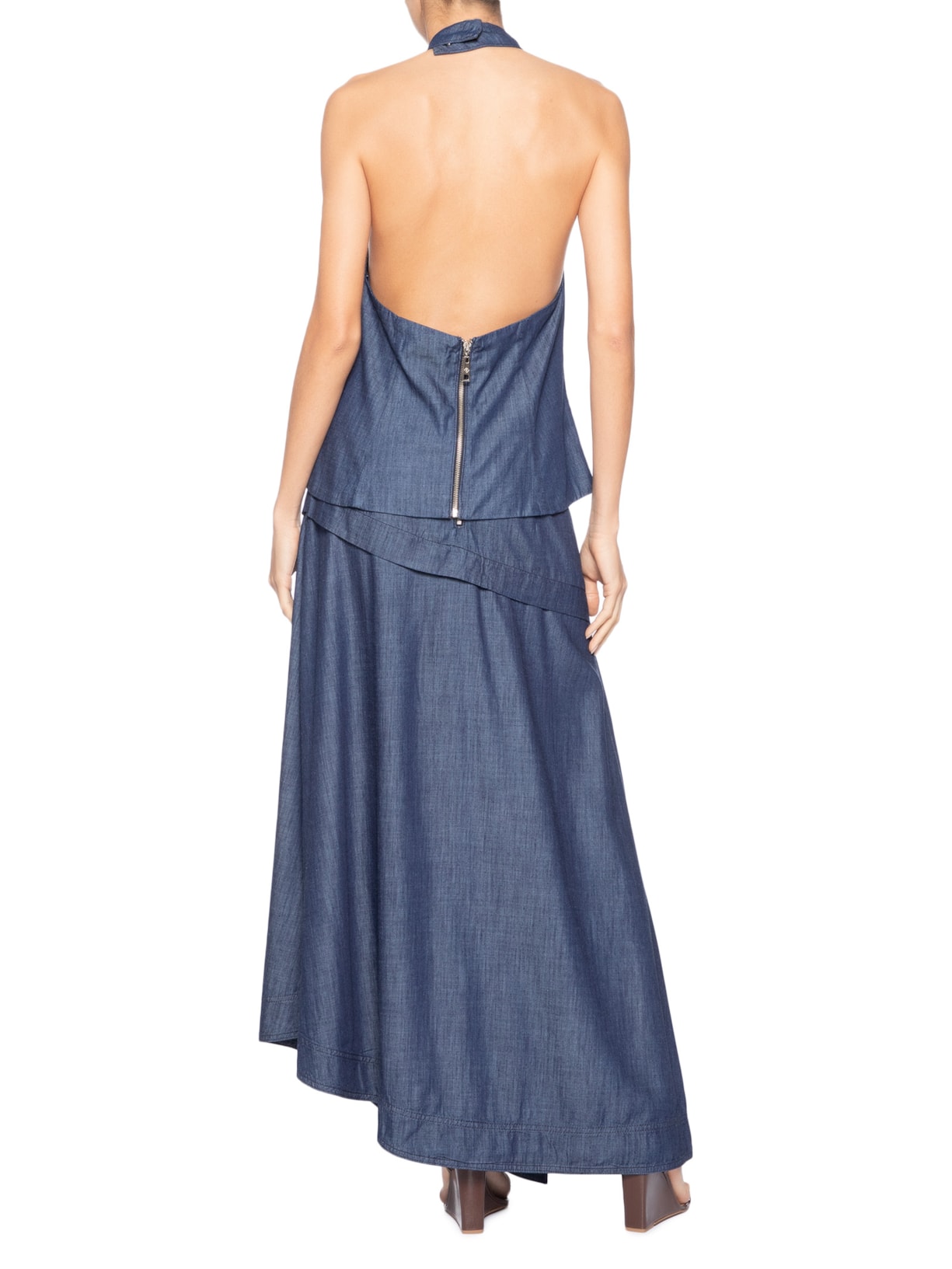 Conjunto Feminino Blusa/ Saia Azul Forum + Tufi Duek