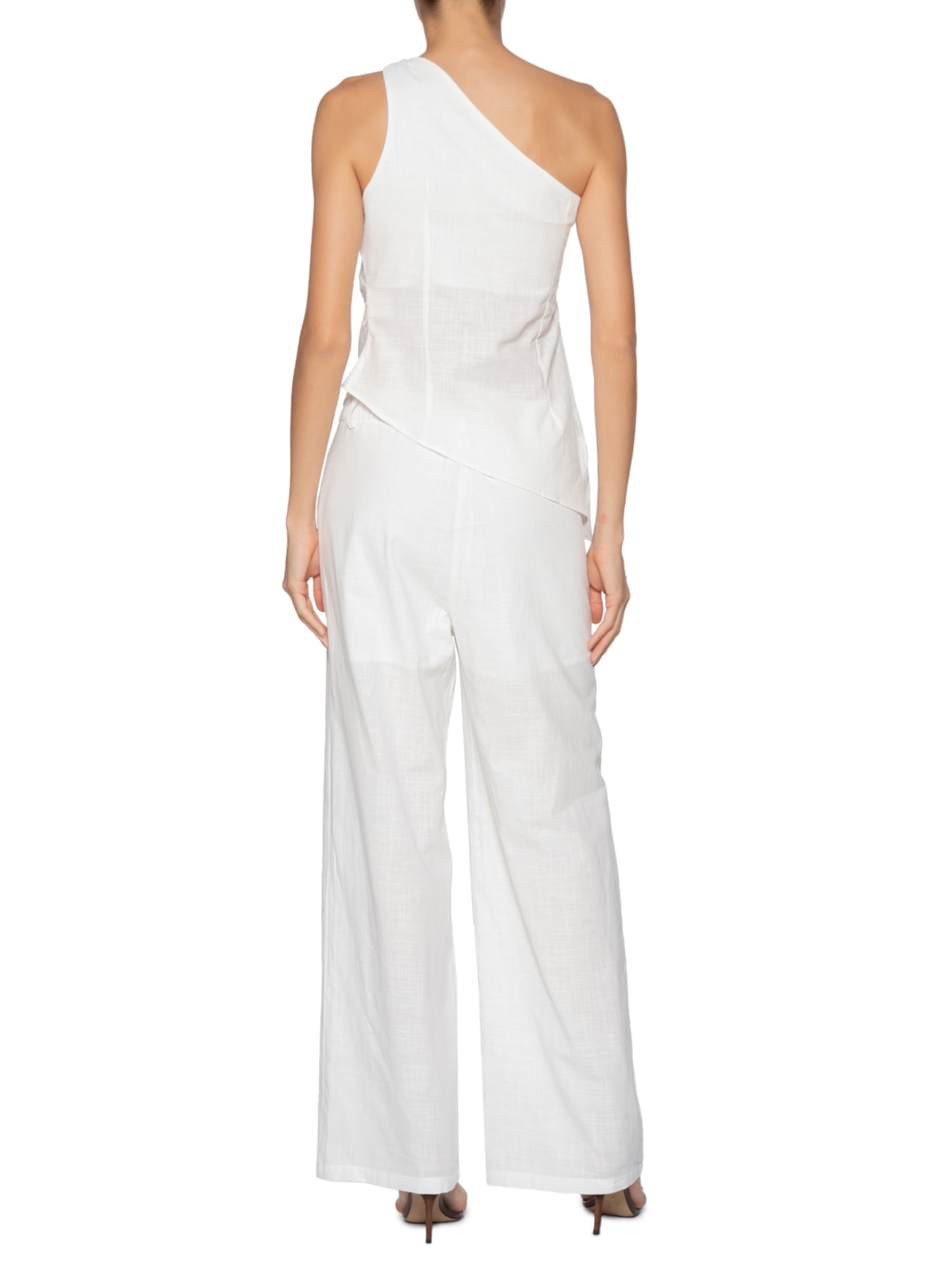 Conjunto Feminino Blusa Um Ombro Só E Calça Pantalona Off White Market 33