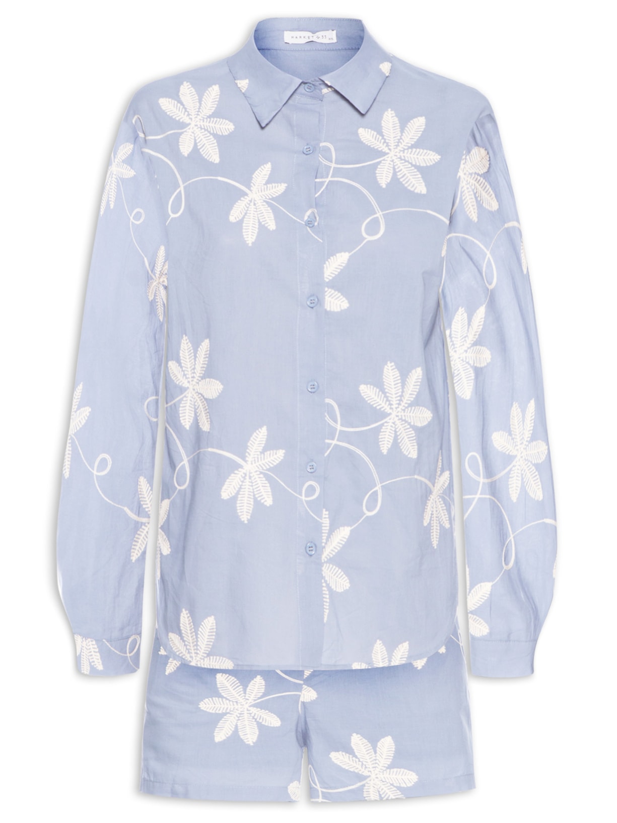 Conjunto Feminino Bordado - Azul