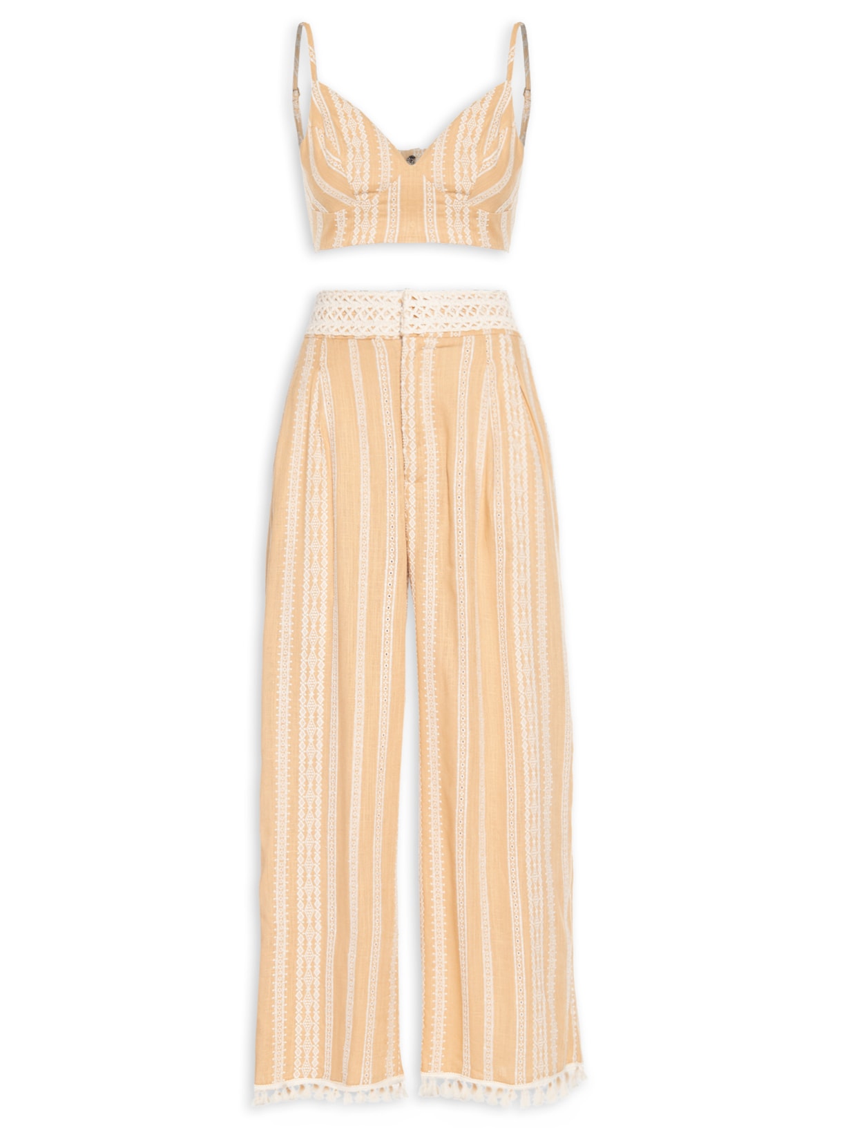 Conjunto Feminino Bordado Pietra - Bege