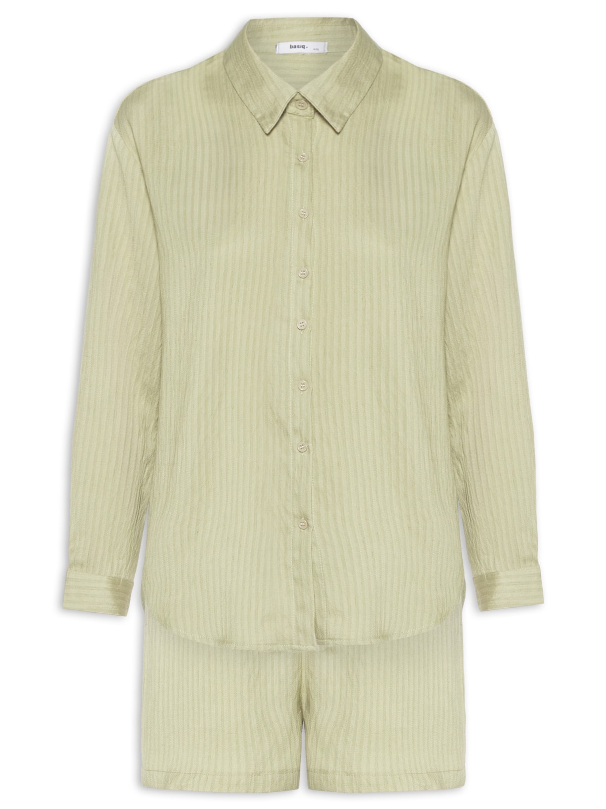 Conjunto Feminino Camisa Com Short Com Linho - Verde