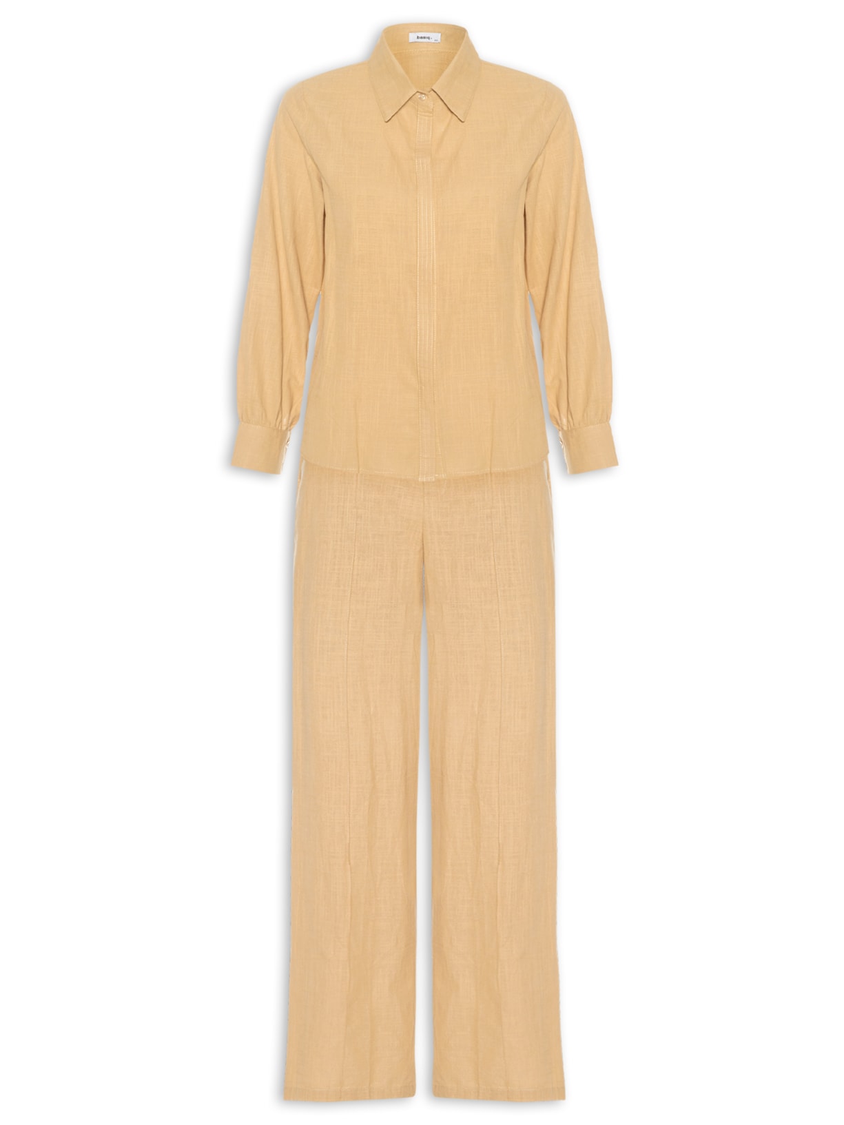 Conjunto Feminino Camisa E Calça Amarelo Basiq