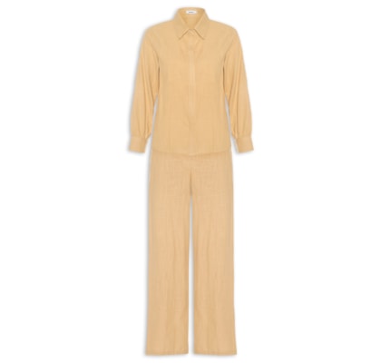 Conjunto Feminino Camisa E Calça - Amarelo