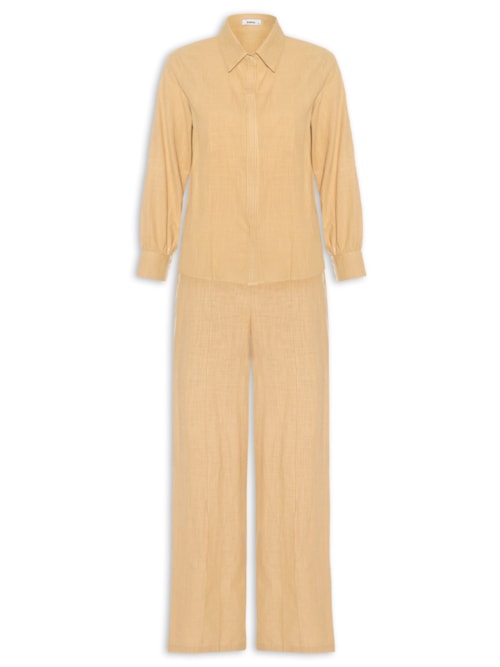 Conjunto Feminino Camisa E Calça - Amarelo