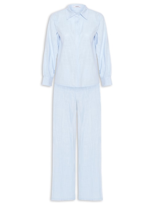 Conjunto Feminino Camisa E Calça - Azul