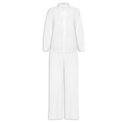 Conjunto Feminino Camisa E Calça - Branco