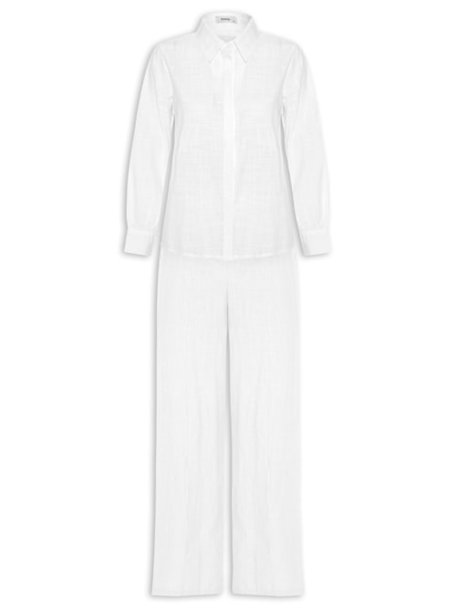 Conjunto Feminino Camisa E Calça - Branco