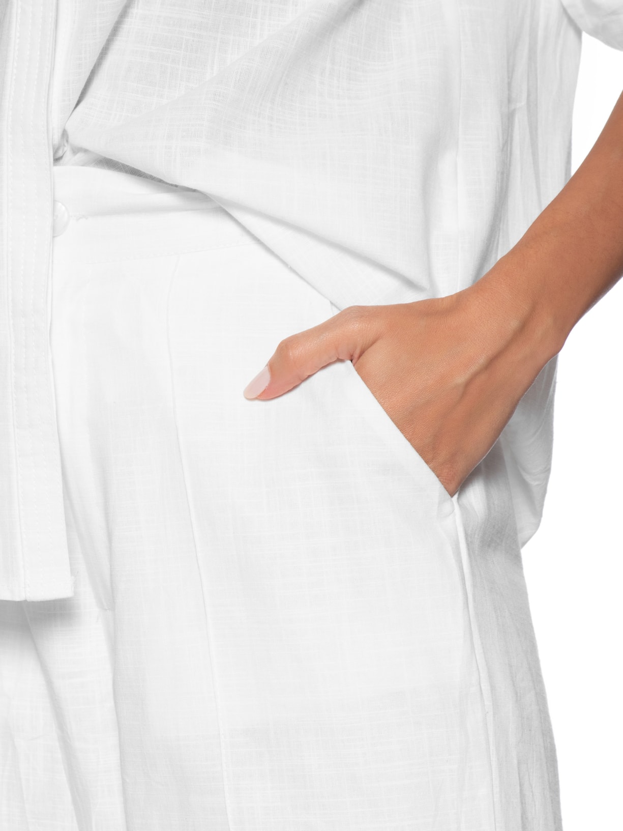 Conjunto Feminino Camisa E Calça Branco Basiq