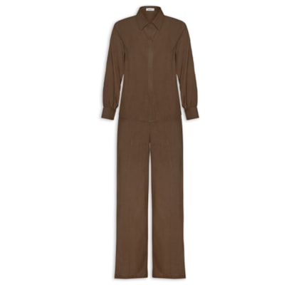 Conjunto Feminino Camisa E Calça - Marrom