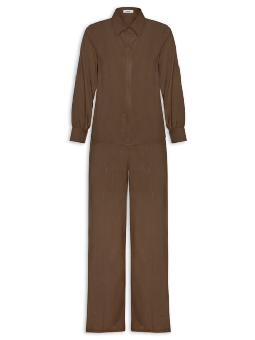 Conjunto Feminino Camisa E Calça - Marrom