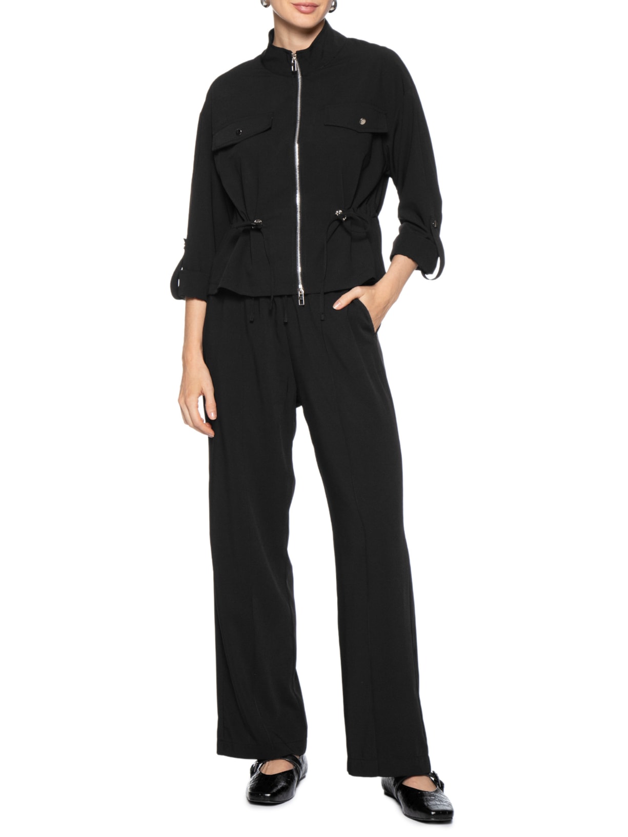 Conjunto Feminino Camisa e Calça Preto Basiq
