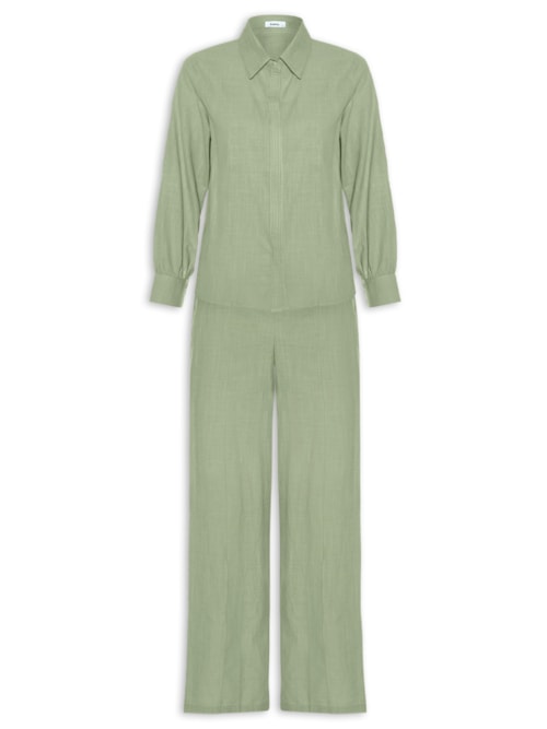 Conjunto Feminino Camisa E Calça - Verde
