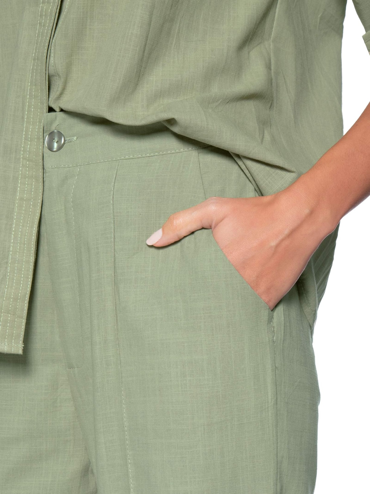 Conjunto Feminino Camisa E Calça Verde Basiq