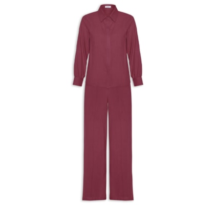 Conjunto Feminino Camisa E Calça - Vermelho