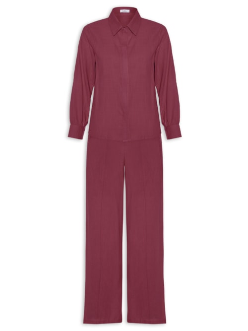 Conjunto Feminino Camisa E Calça - Vermelho