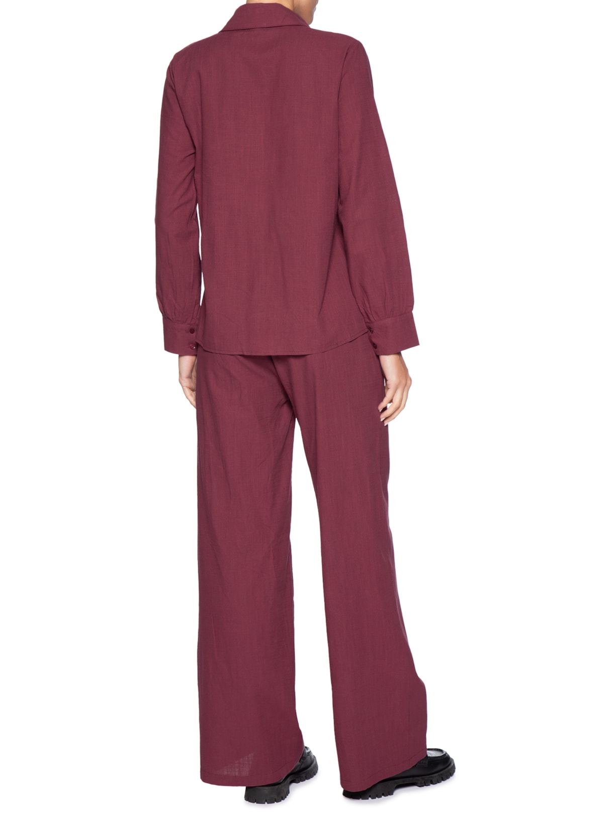 Conjunto Feminino Camisa E Calça Vermelho Basiq