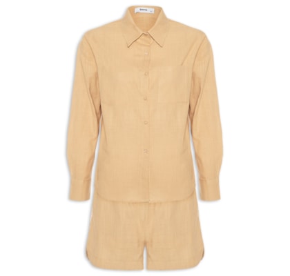 Conjunto Feminino Camisa E Short - Amarelo