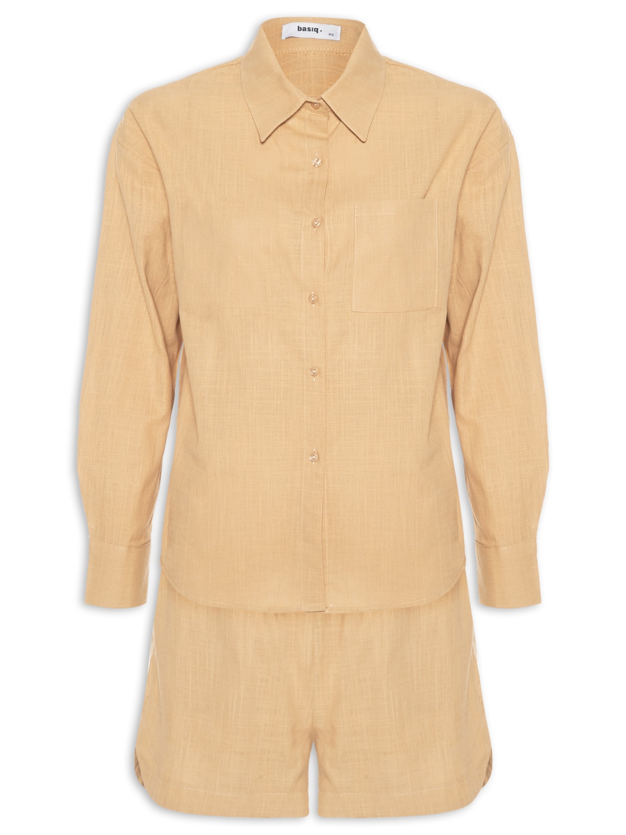 Conjunto Feminino Camisa E Short - Amarelo