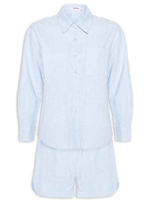 Conjunto Feminino Camisa E Short - Azul
