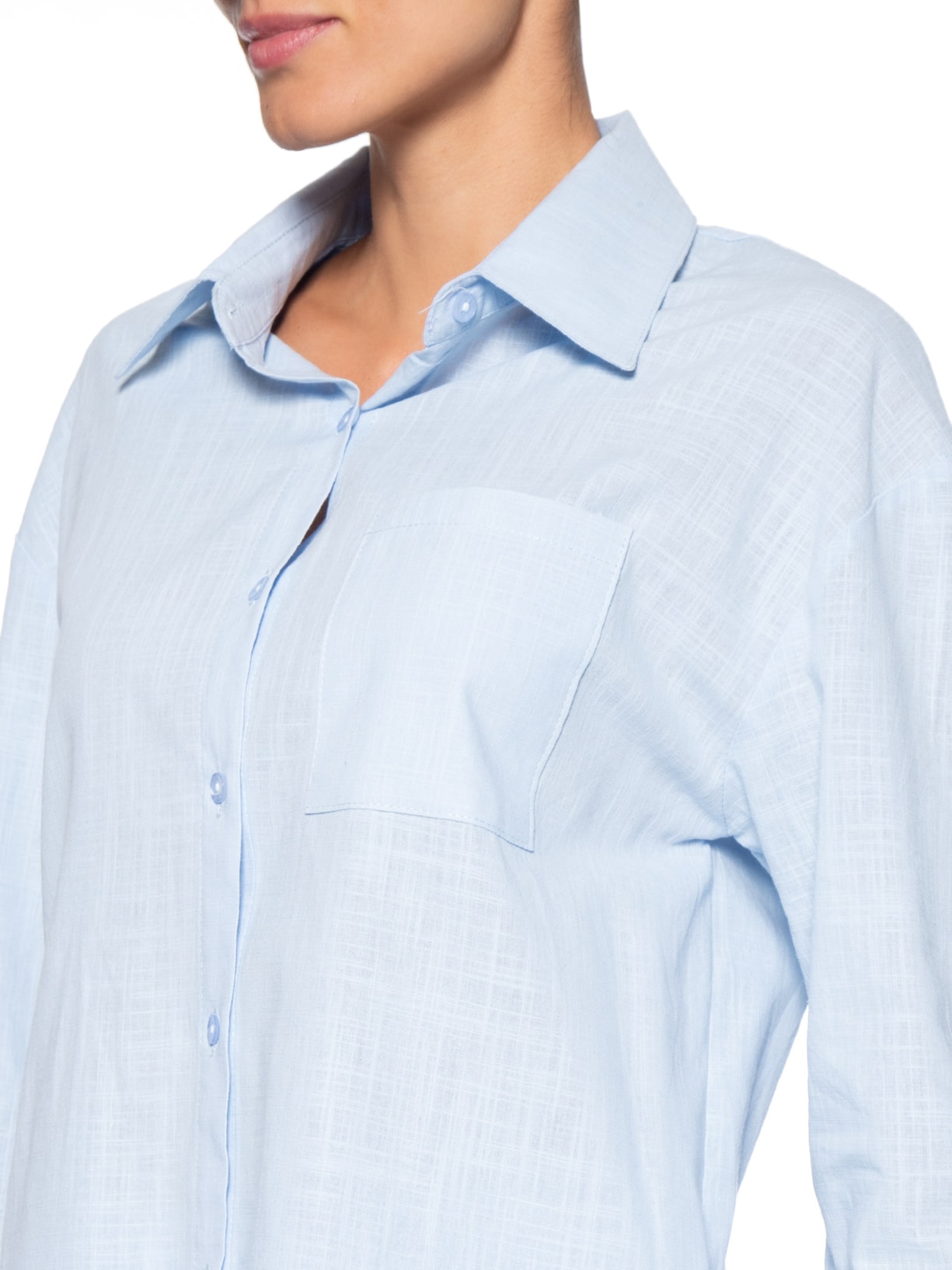 Conjunto Feminino Camisa E Short Azul Basiq